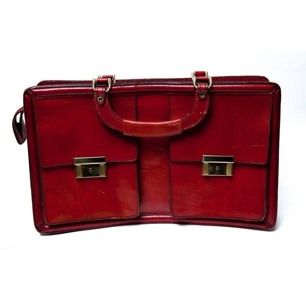 Vintage 1970’s Leather Burgundy Handbag A S LEO AANONSEN Made IN Norway Vintage